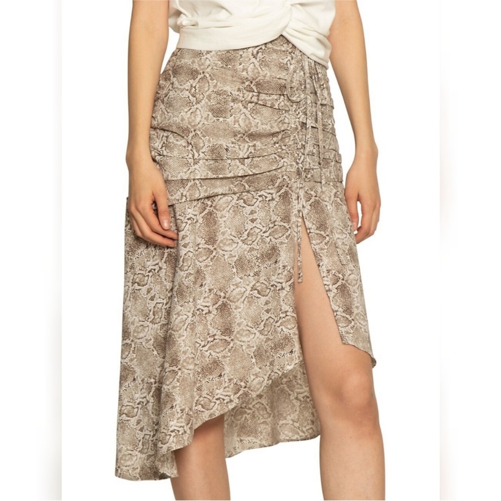 Walter Baker Beige Snake Print Asymmetrical Skirt